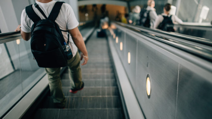 Escalator pictured descending