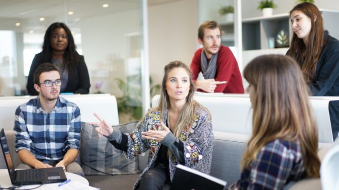 team members having a meeting