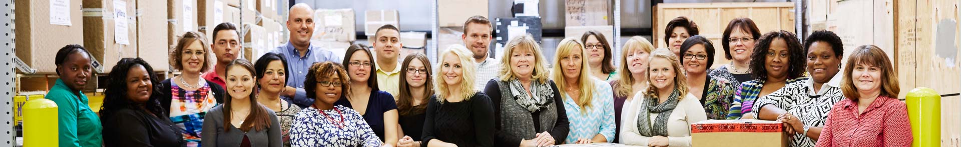 HIlldrup's international team pictured in the warehouse