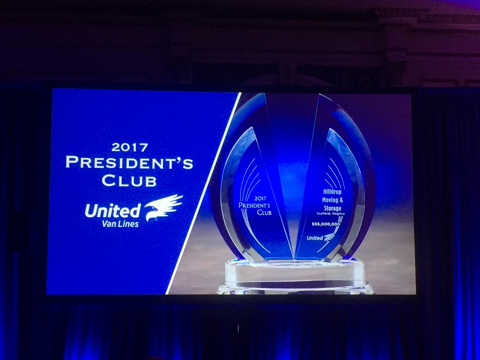 2017 President's Club award on screen