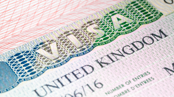 Close up of a visa