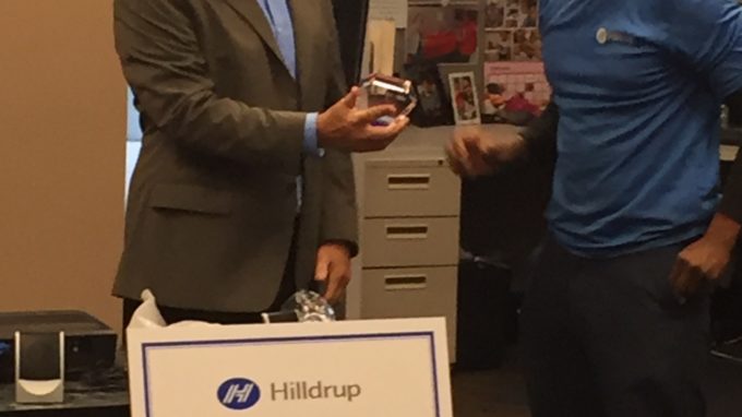 Hilldrup Orlando presenting awards to employees