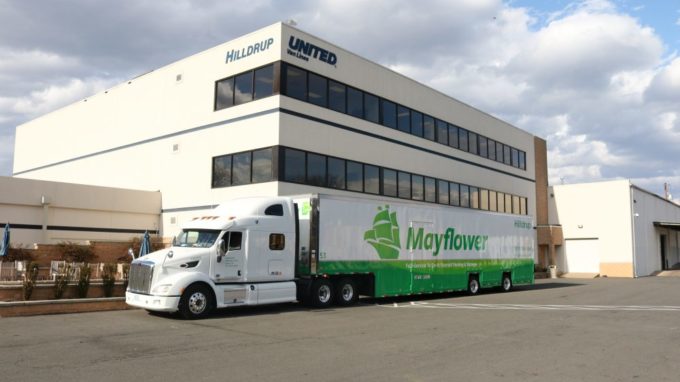 Mayflower truck parked outside of Hilldrup Stafford Headquarters