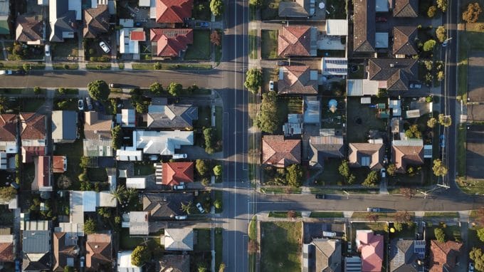 Bird's eye view of subdivision