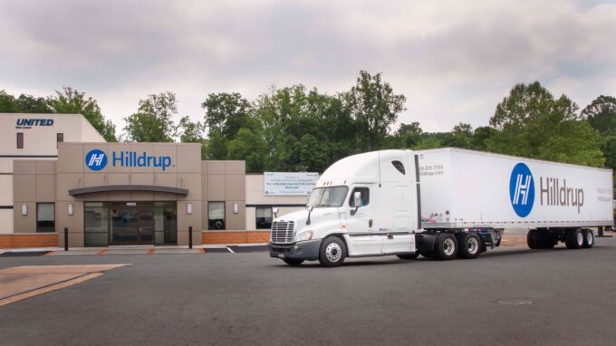 Hilldrup truck in front of Stafford office