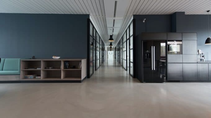 Empty room and hallway of a contemporary office building.