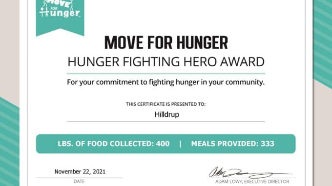 Move For Hunger Certificate