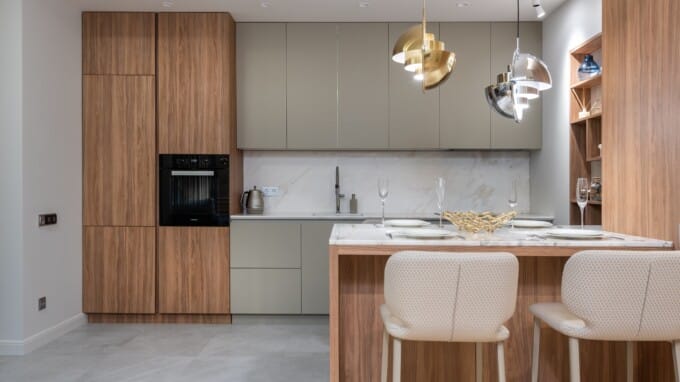 Cabinets in a kitchen.