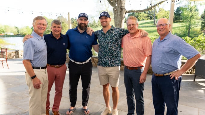 Team Hilldrup with Chris Long and Jason Kelce at golf tournament