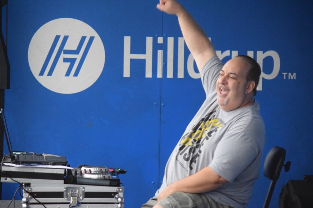 Bill Carroll, local DJ and on-air talent, provided music and audio support for the Stafford Sheriff’s National Night Out event from Hilldrup’s stage trailer. 