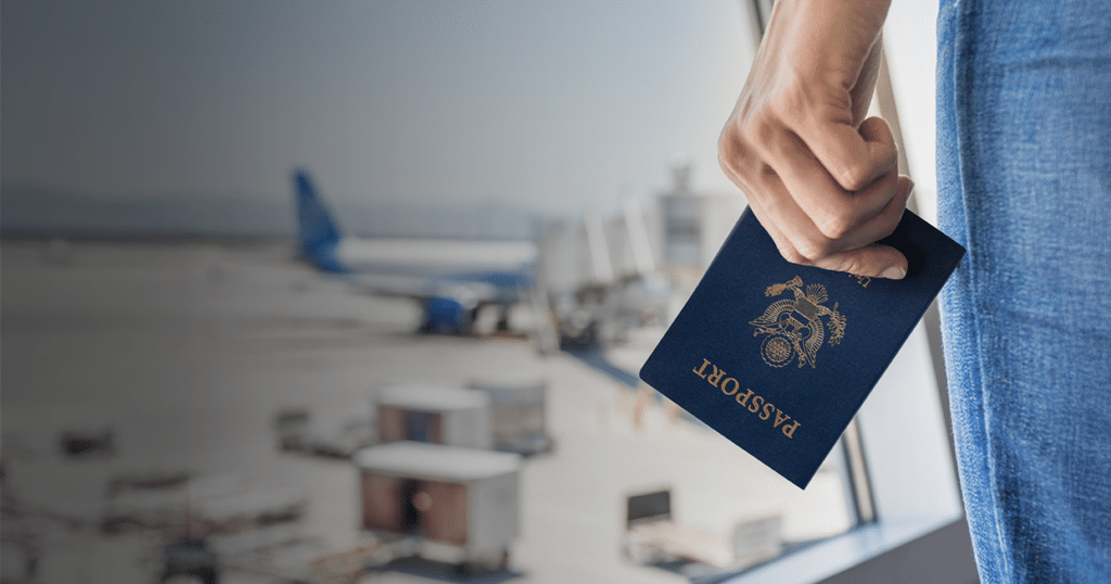 photo of a US passport in the foreground